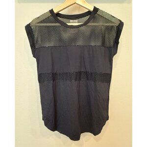 Varley Women's Black Mesh Short Sleeve Top Small Crew Neck Casual Activewear